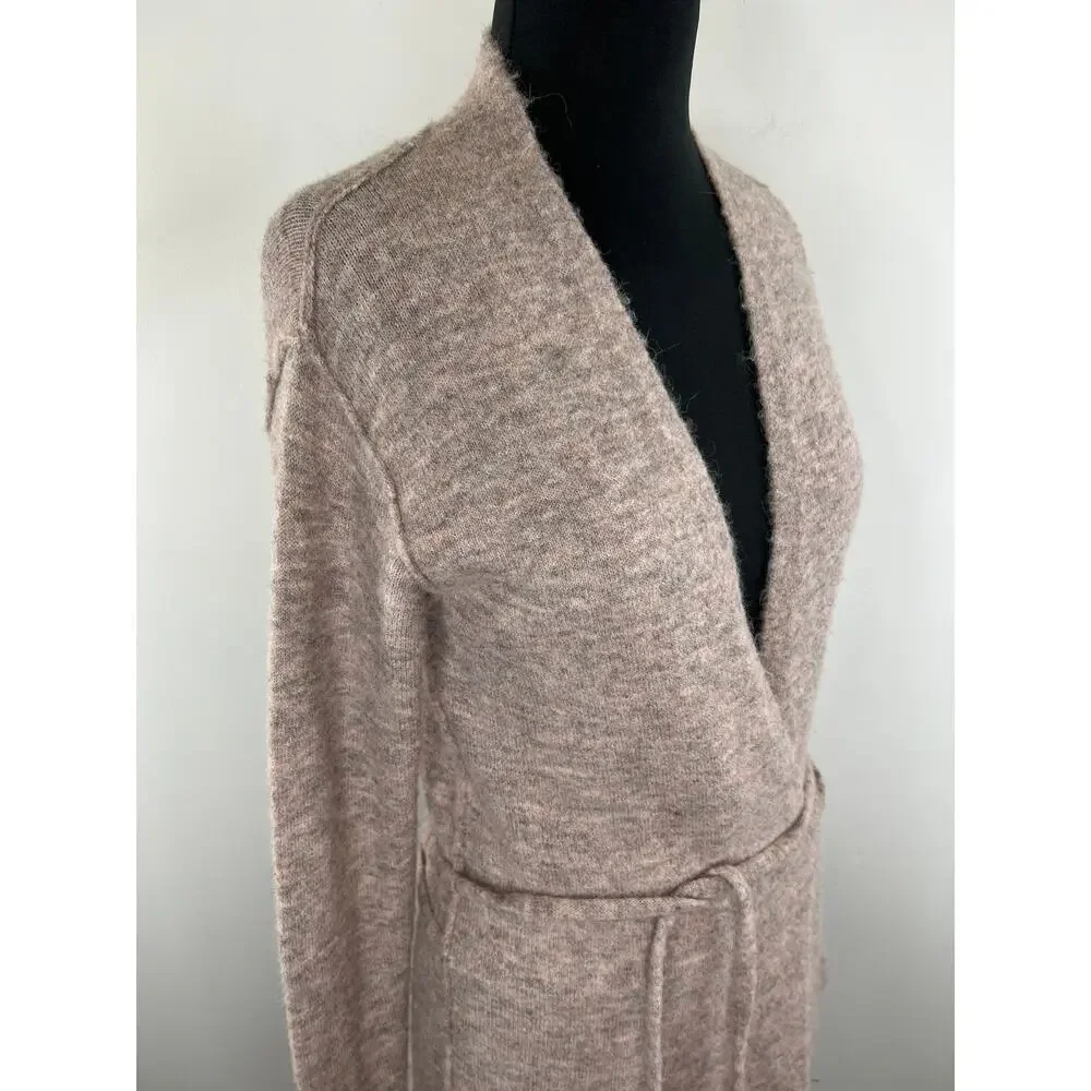Wilfred Free GiGi Wrap Cardigan Pink Fuzzy Knit Long Sleeve Wool Alpaca Small S